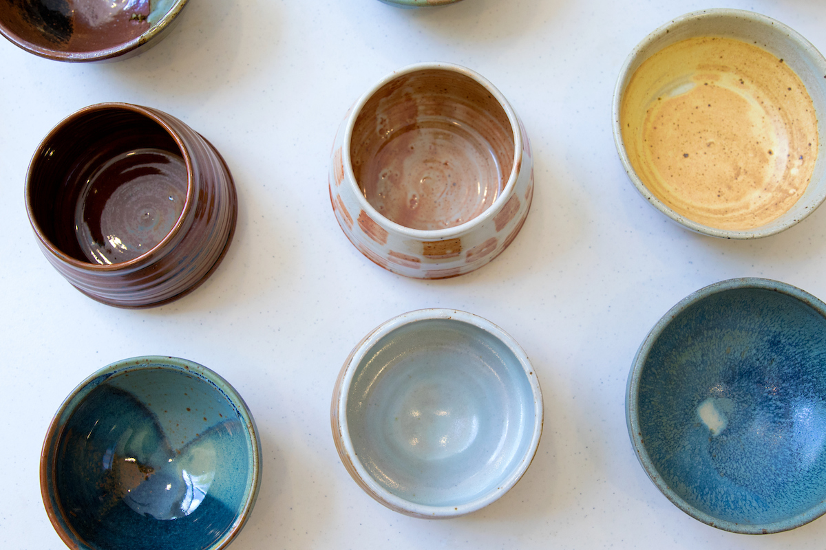 a photo of ceramic bowls from above