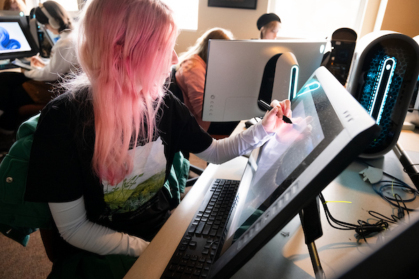 Animation students working in class