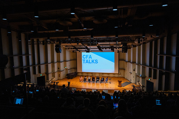 Students attending CFA Talks in Pruis Hall