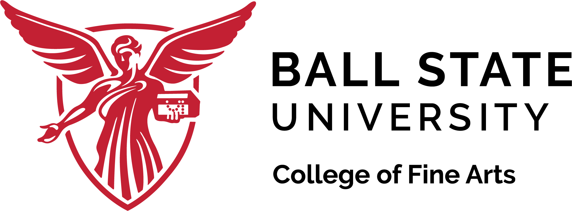 Ball State College of Fine Arts logo with image of Beneficence