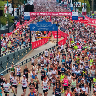 Runners Running in the Chicago Marathon
