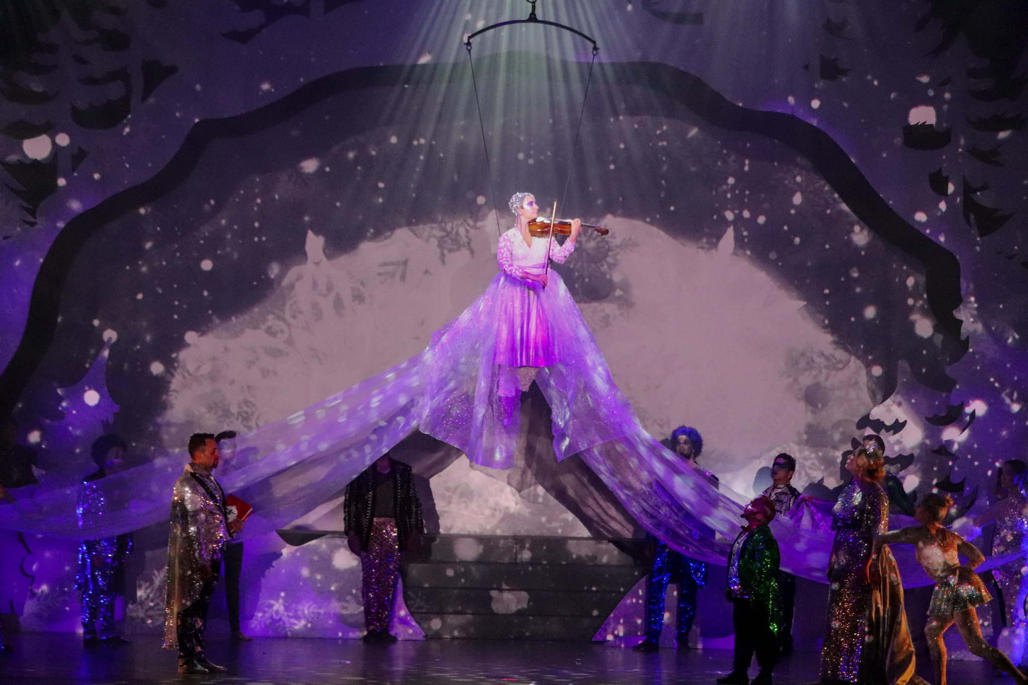 The Cirque Musica cast perform onstage