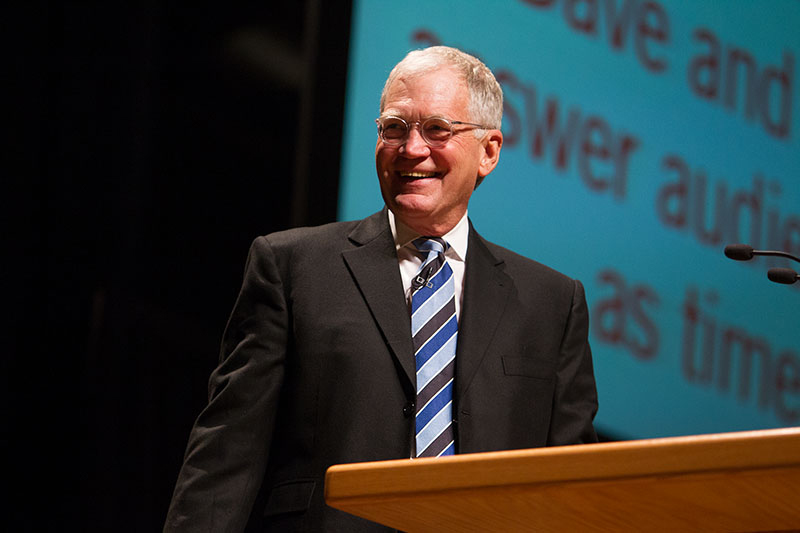 David Letterman at a podium