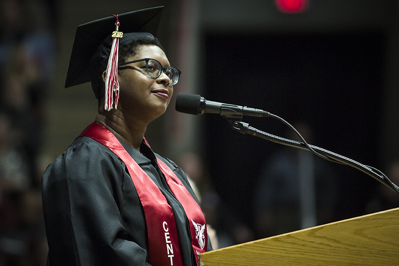 Ashley Ford speaking at Fall Commencement 2018