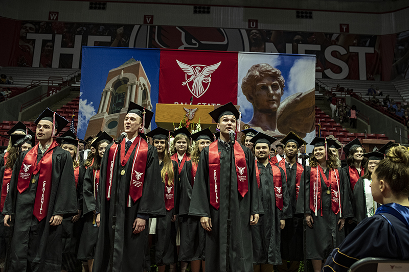 choir performing at Spring Commencement 2019