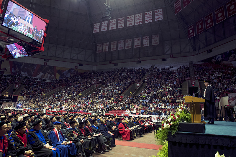Governor Eric Holcomb speaking at Spring Commencement 2019