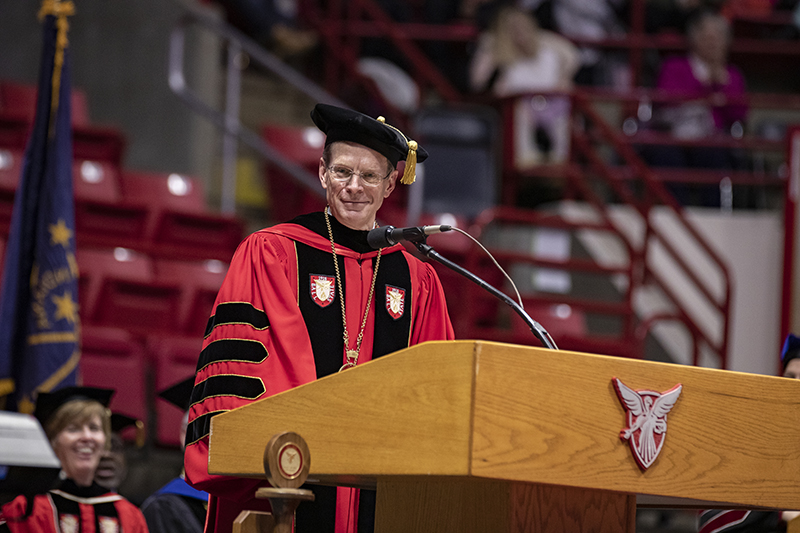 President Geoffrey S. Mearns speaking at Fall Commencement 2019
