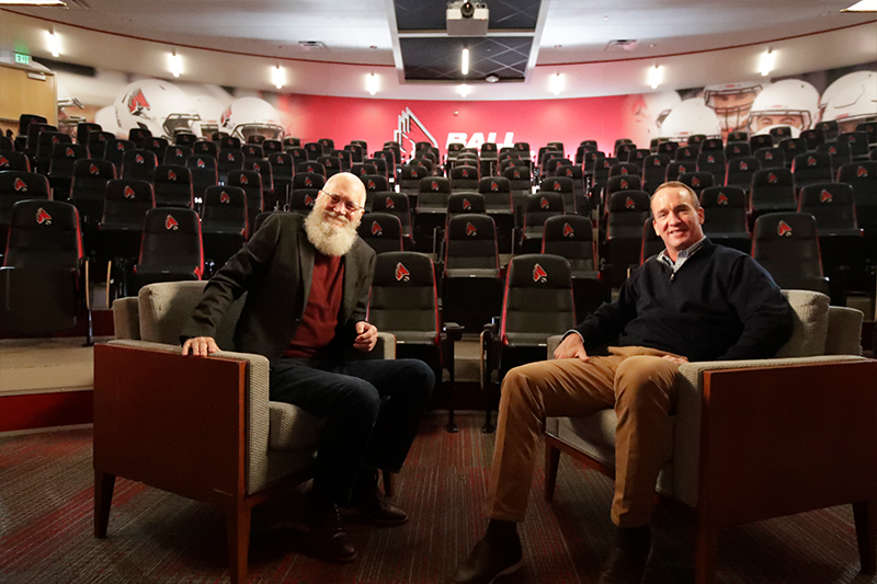 David Letterman and Payton Manning taping Peyton's Places episode