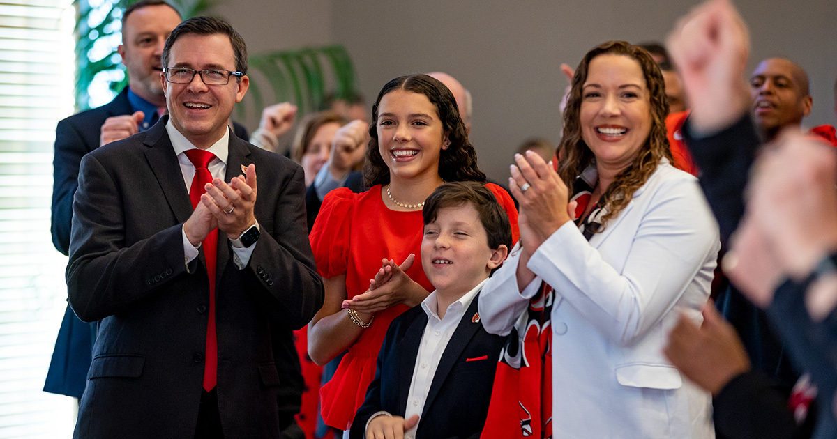 Jeff Mitchell and his family