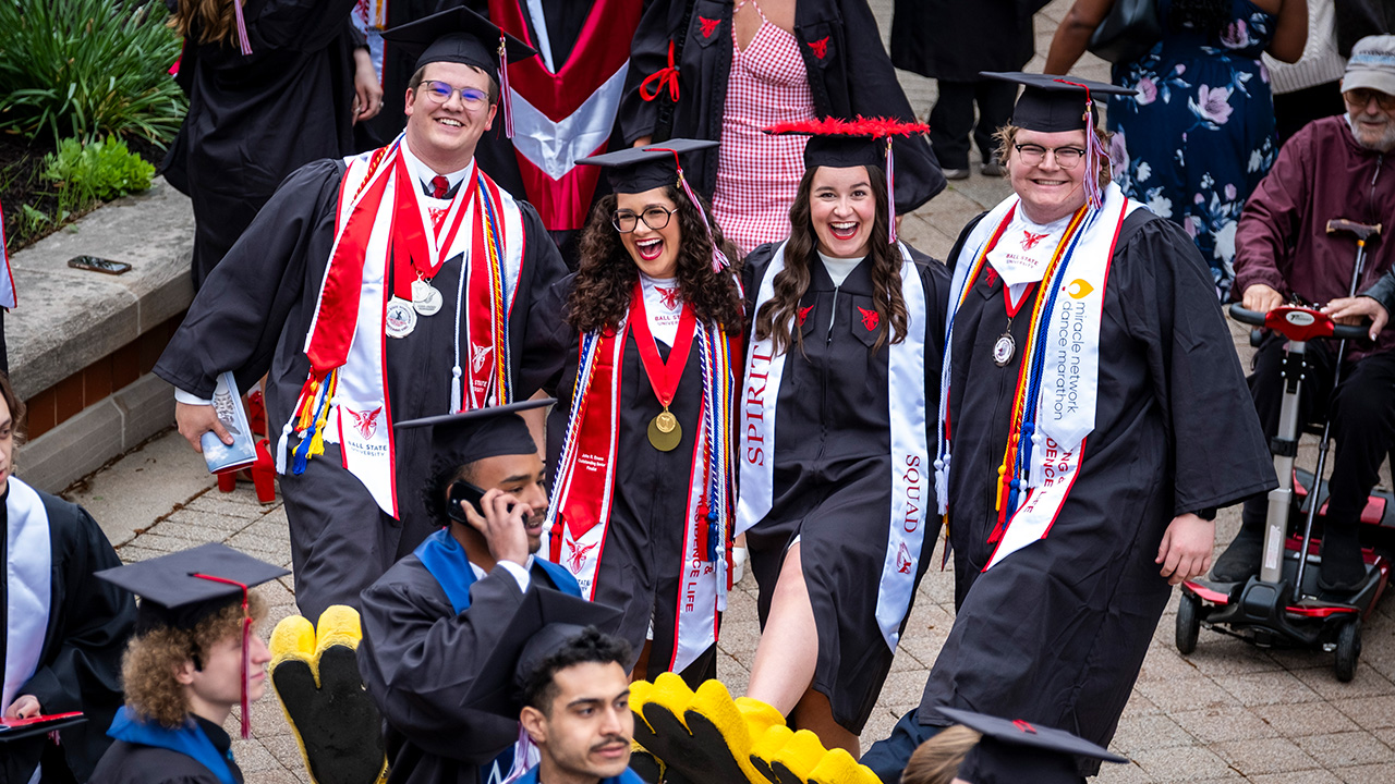 Students with charlie feet on