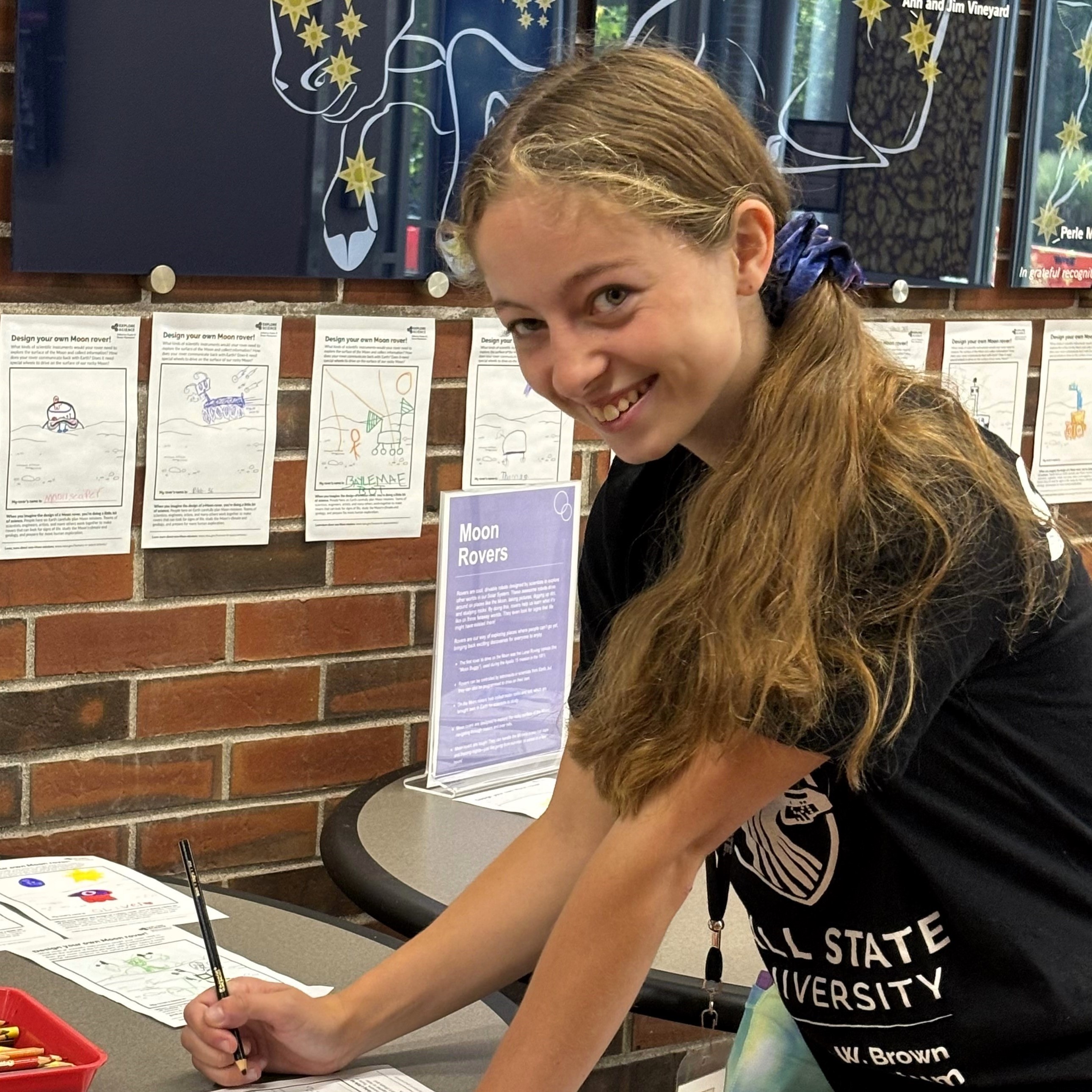 Riley with projector